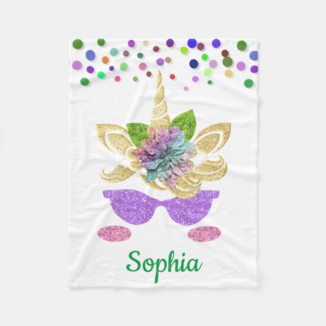 Cobertor De Velo Unicórnio Personalizado com Pony Fleece Blanket (Frente)