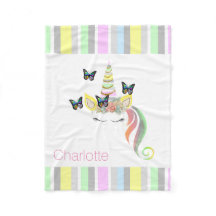 Unicórnio personalizado das meninas com listras