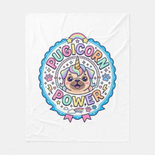Cobertor De Velo Unicórnio Pugicorn Poder Divertido Presente Fofo D