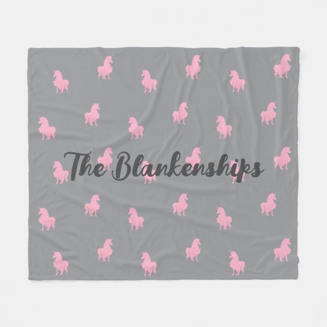 Cobertor De Velo Unicórnio Rosa Invisível sobre Cinzas (Frente (Horizontal))