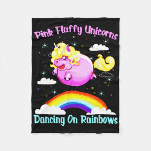 Cobertor De Velo Unicórnios Rosa Fluffy Dançando Em Rainbots-Camisa