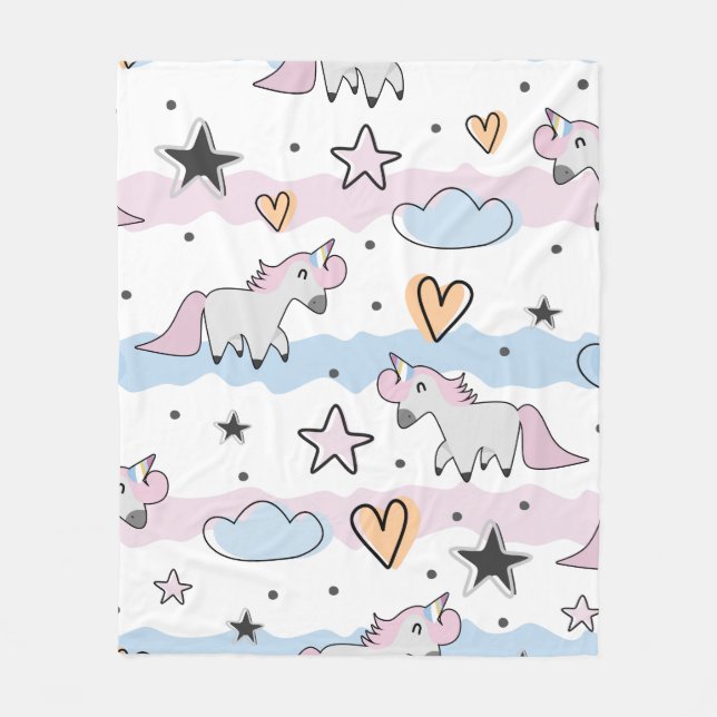 Cobertor De Velo Unicorns and stars pattern (Frente)