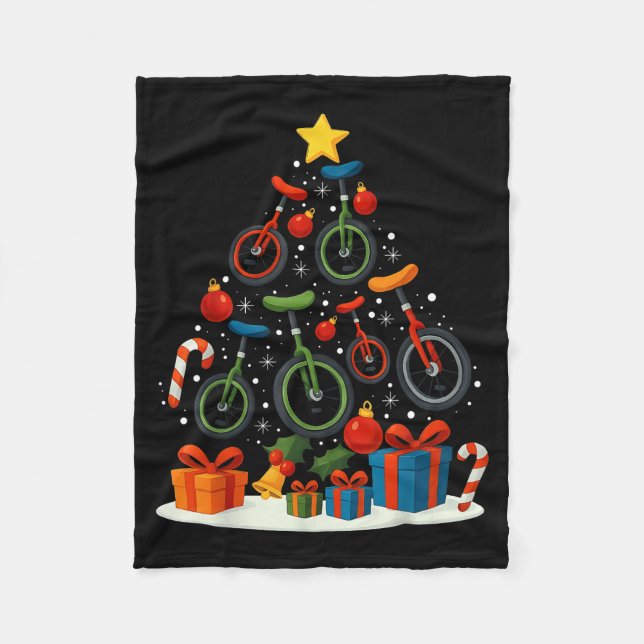 Cobertor De Velo Unicycling Unicycle Christmas Tree Xmas  (Frente)