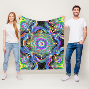 Cobertor De Velo Universo Mandala Cores Psicodélicas