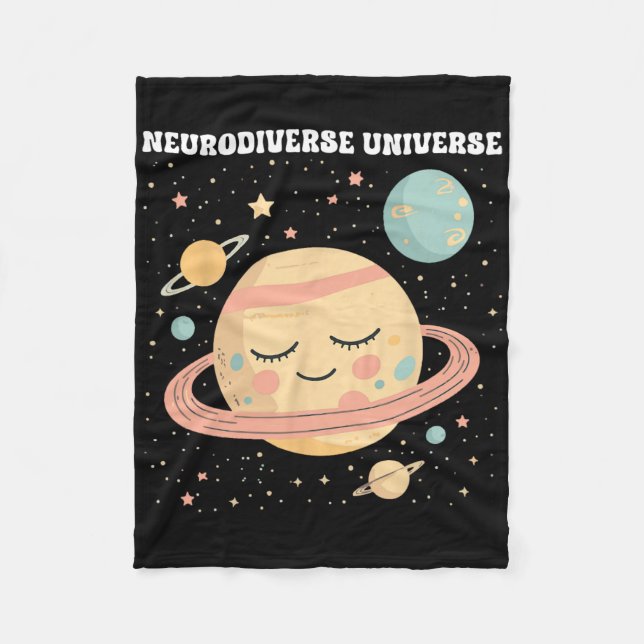 Cobertor De Velo Universo Neurodiverso Retro Espacial Conscientizaç (Frente)