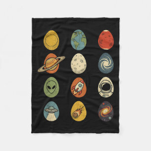 Cobertor De Velo Universo Ovo de Páscoa Retro Planetas Galáxia Espa