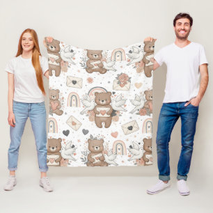 Cobertor De Velo Ursinhos de pelúcia Boho com Arco-íris -Terroso (2