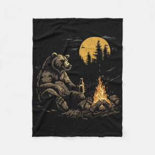 Cobertor De Velo Urso Acampando Bebendo Cerveja Caminhando Natureza
