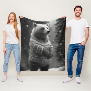 Cobertor De Velo Urso Adorável Vestindo um Suéter Louco