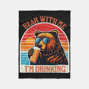 Cobertor De Velo Urso Bebendo Cerveja ao Ar Livre Grizzly Engraçado