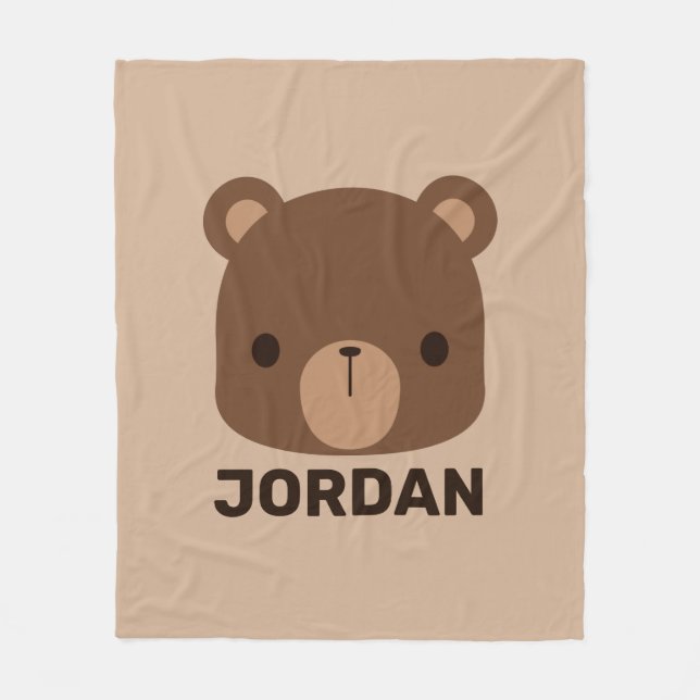 Cobertor De Velo Urso Castanho Bonito com Nome Personalizado (Frente)