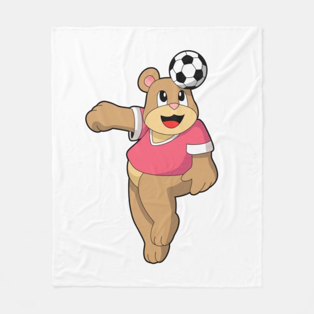 Cobertor De Velo Urso como jogador de futebol com Soccer.PNG (Frente)