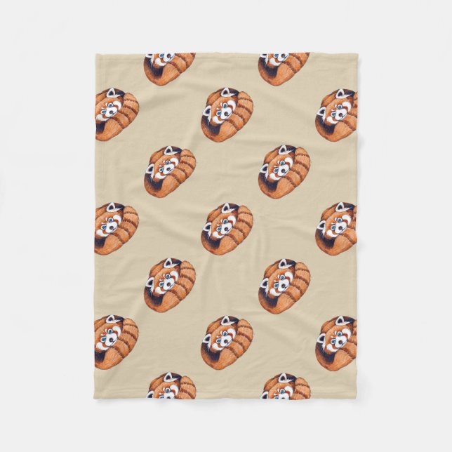 Cobertor De Velo Urso de panda vermelha pequeno no tan (Frente)