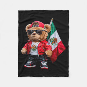 Cobertor De Velo Urso de pelúcia engraçado bandeira mexicana estilo