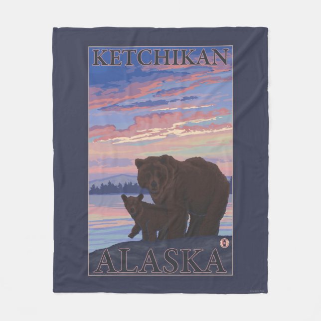 Cobertor De Velo Urso e Cub - Ketchikan, Alaska (Frente)