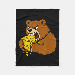 Cobertor De Velo Urso Engraçado Comendo Ilustração de Queijo Para A
