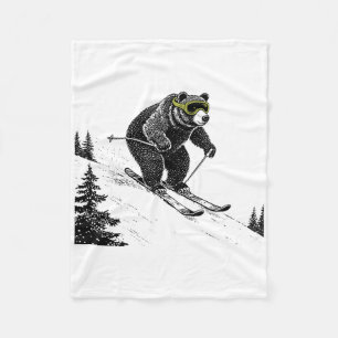 Cobertor De Velo Urso Esquiando, Esportes de Inverno Divertidos, Pa