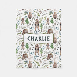 Cobertor De Velo Urso, folhas e árvores Cobertura Personalizada