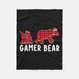 Cobertor De Velo Urso Gamer Trenó Natal Família Combinando Xmas P