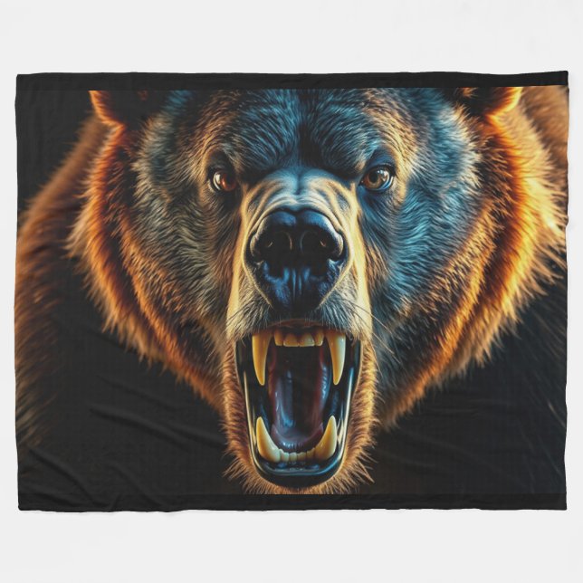 Cobertor De Velo Urso Grizzly Irritado (Frente (Horizontal))