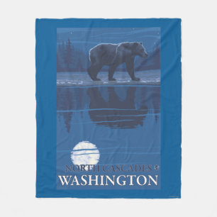 Cobertor De Velo Urso no luar - cascatas nortes, Washington
