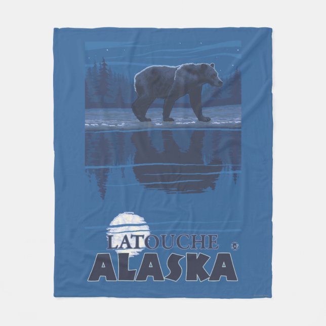 Cobertor De Velo Urso no luar - Latouche, Alaska (Frente)