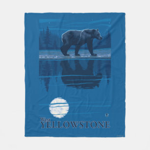 Cobertor De Velo Urso no luar - Yellowstone ocidental, Montana