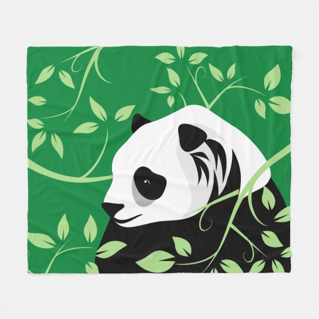 Cobertor De Velo Urso Panda Gigante Entre Folhas (Frente (Horizontal))