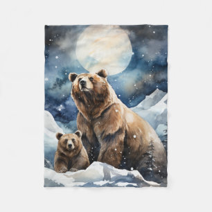 Cobertor De Velo Urso Pardo e Bebê
