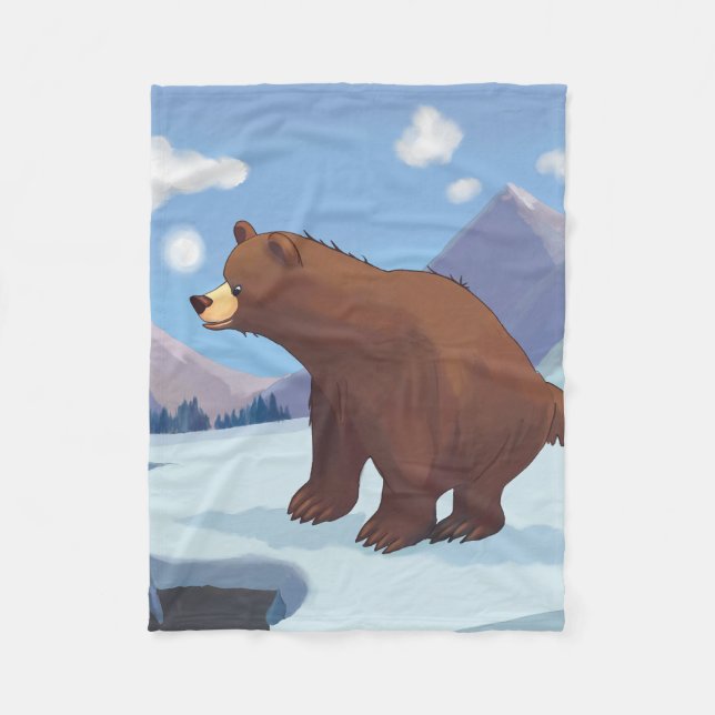 Cobertor De Velo Urso pardo nas montanhas (Frente)