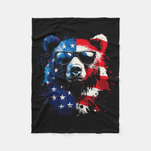 Cobertor De Velo Urso Patriótico Bandeira Americana Urso Pardo 4 De