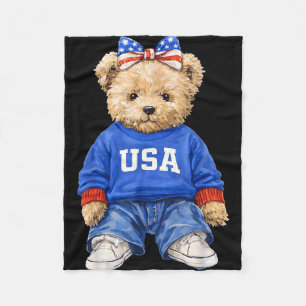Cobertor De Velo Urso patriótico fofo EUA 4 de julho americano
