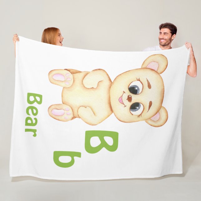 Cobertor De Velo Urso personalize ABC: Letra B - Adicione Seu Nome (In Situ)