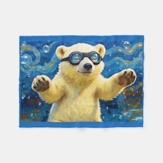 Cobertor De Velo Urso Polar Bebê Fofo Rodeado Por Bolhas
