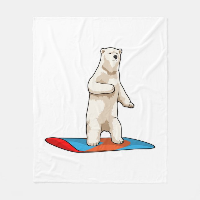 Cobertor De Velo Urso polar como Snowboarder com Snowboard (Frente)
