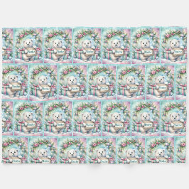 Cobertor De Velo Urso Polar Doce Personalizar Nome Natal 