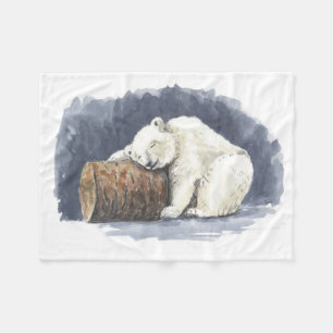 Cobertor De Velo Urso polar dormindo, arte aquarela