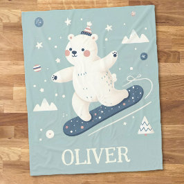 Cobertor De Velo Urso Polar Fofo Andando de Snowboard