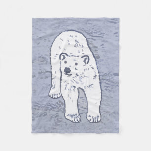 Cobertor De Velo Urso Polar na Pintura no Gelo - Arte Original da V