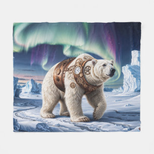 Cobertor De Velo Urso Polar Steampunk e Arte Aurora