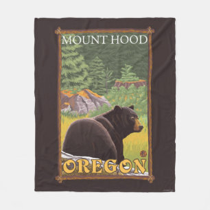 Cobertor De Velo Urso preto na floresta - capa da montagem, Oregon