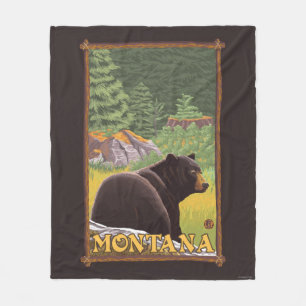 Cobertor De Velo Urso preto na floresta - Montana