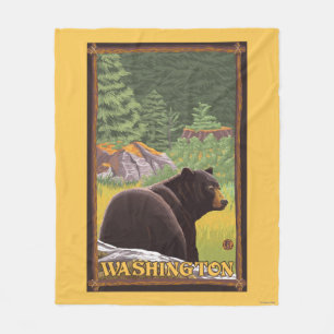 Cobertor De Velo Urso preto na floresta - Washington