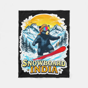Cobertor De Velo Urso Snowboard Na Índia Cênica