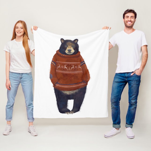 Cobertor De Velo Urso vermelho da camisola da rena (In Situ)