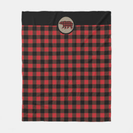 Cobertor De Velo Urso Xadrez de Buffalo Negro Vermelho