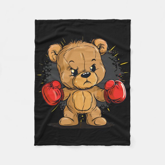 Cobertor De Velo Urso Zangado Com Luvas Para Meninos E Meninas (Frente)