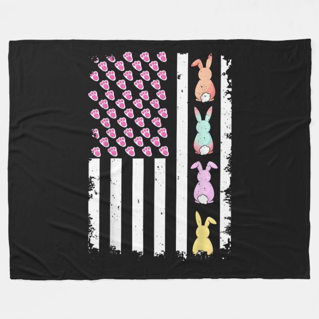 Cobertor De Velo US American Flag with Bunny for Easter Day (Frente (Horizontal))