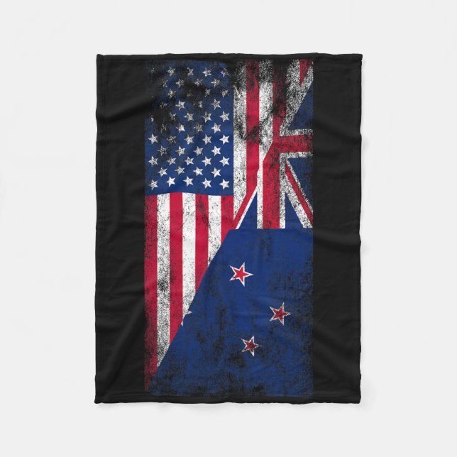 Cobertor De Velo Usa &amp; New Zealand Flags - Us Of America Kiwi,  (Frente)
