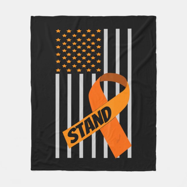 Cobertor De Velo USA Flag Ribbon Leukemia Awarkemia - Apoio à Famíl (Frente)